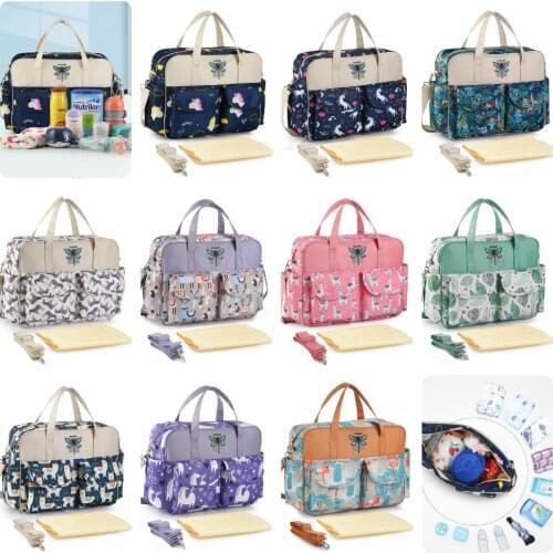 10 Colors Cartoon Unicorn Print Diaper Bag Waterproof One-Shoulder Mommy Bag Shoulder Diaper Bag Large Capacity Diaper Tote Bag