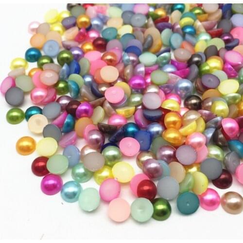 1000pcs 6mm Bright Mixed Half Round Pearls Flatbacks For Scrapbooking Embellishments DIY Nail Decorations Crafts Cardmaking