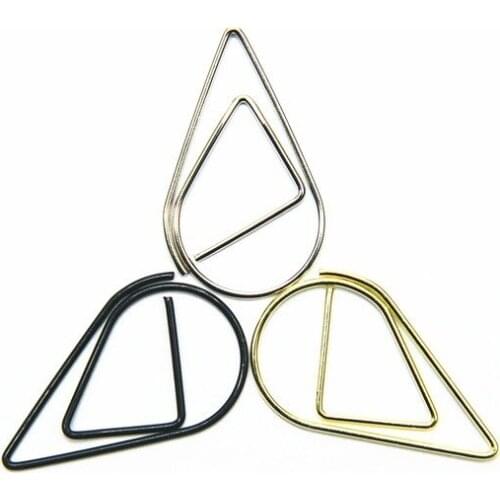 2000 pcs Modeling Paper Clips Metal Material Water Drop Shape Golden Silver Black Colored Bookmark Memo Clips 15*25 mm