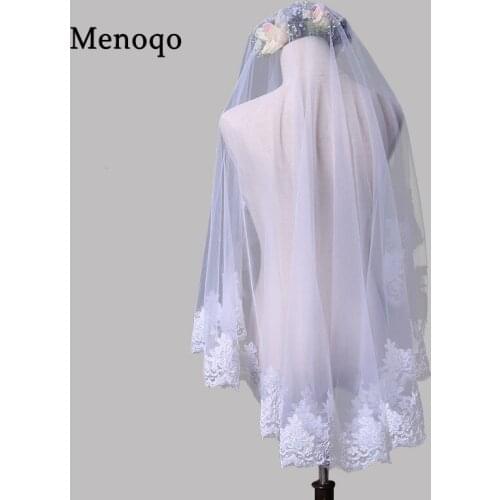 2020 Elegant Bridal Veils Lace Edge Two Layer Wedding Veil Tulle Ivory Bridal Accessories