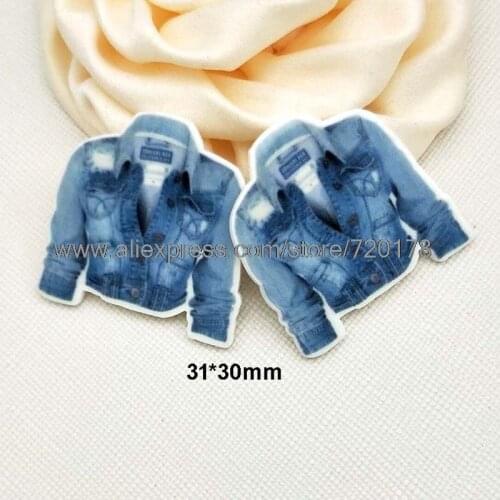 30pcs/50pcs cartoon Blue Jacket plastic flat back planar resin cabochon DIY Craft Supplies STK61