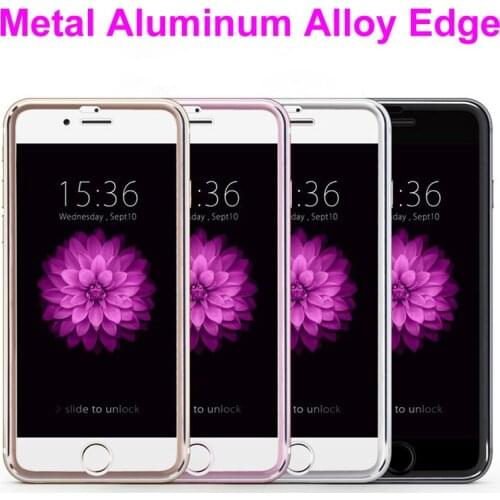 300pcs/lot 10D Aluminum Edge Tempered Glass For iPhone 6 7 8 Plus Full Cover Alloy Frame For iPhone X XR XS MAX Round Edge