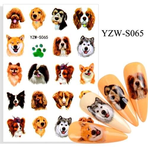 ZKO Nail 3D Stickers Animal Design Leopard/Dog/Cat Temporary Tattoo Manicure Dragon Nail Decal Manicure Decorations Tips