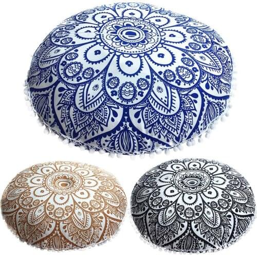 43x43cm Indian Mandala Floor Pillow Covers Round Bohemian Cushion Cover Home Decor Pillowcase Vintage Pillow Case Indian Mandal