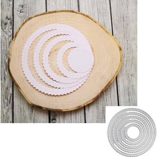 5Pcs Circles Stitched Scrapbooking Cutting Dies Embossed Knife Punch Template for DIY Paper Album Photo Card Making Dies Cut Die