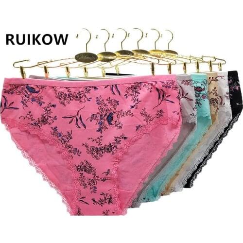 RUIKOW Hot 2XL/3XL/4XL Womens Panties Shorts Underwear Cotton Lady Briefs Mummy Plus Large Size Thongs for 6PCS/Pack