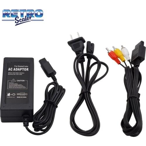 AC Adapter Power Supply and Audio Video A/V Cable for Nintendo GameCube Console