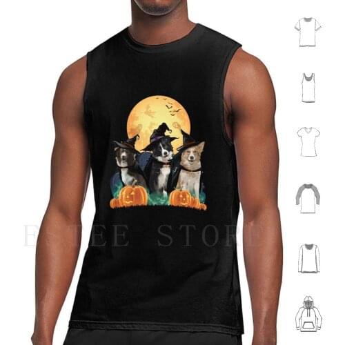 Border Collies Halloween Tank Tops Vest Cotton Dog Dog Mom Funny Dog Dog And Wine Doggy Funny Cat And Dog Dog Mom Dog Lovers