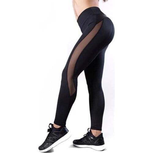 Fitness Yoga Pants Mesh Running Gym Tights Woman High Waist Sports Cycling Leggings Suit For Jogging Female Cropped Trousers