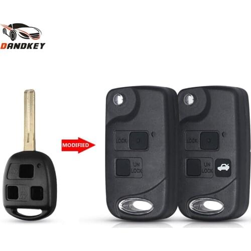 Dandkey Remote Flip Car Key Shell TOY48 Case For LEXUS ES300 GS300 GS430 GX470 LS200 LS300 LS400 RX300 With 2/3 Buttons Pad