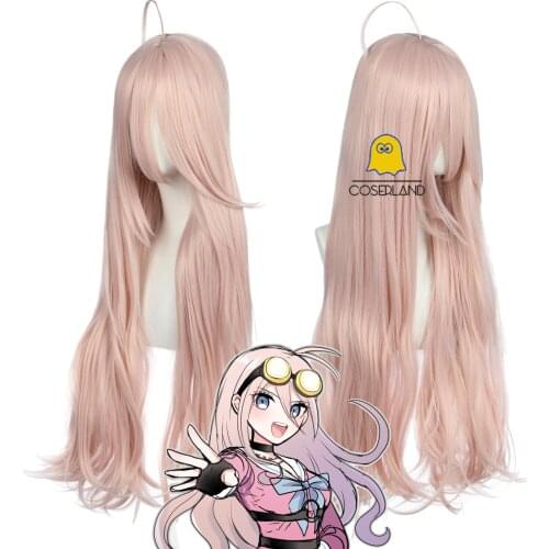 Danganronpa V3 Iruma Miu Cosplay Wig Long Straight Light Pink Heat Resistant Synthetic Hair + Wig Cap Carnival Mardi Gras Wig
