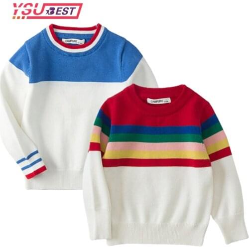 2020 New Christmas Sweater Style Kids Knitted Pullovers Tops Spring Baby Boys Girls Stripe Sweaters Autumn Children Clothes