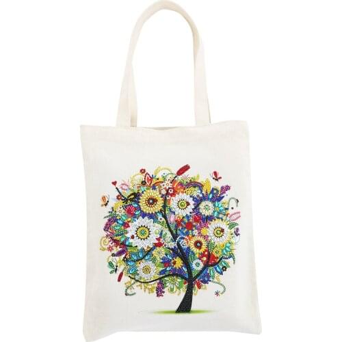 DIY Diamond Painting Eco-friendly Shopping Bags Color tree Mosaic DrillTote Home Organizer Popular Simple Female Daily Bag
