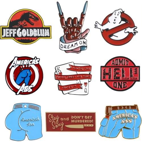 No Entry Sign Superhero shield enamel pin American Ass Red and white brooch Playing card pin Jewelry Movie fan gifts wholesale