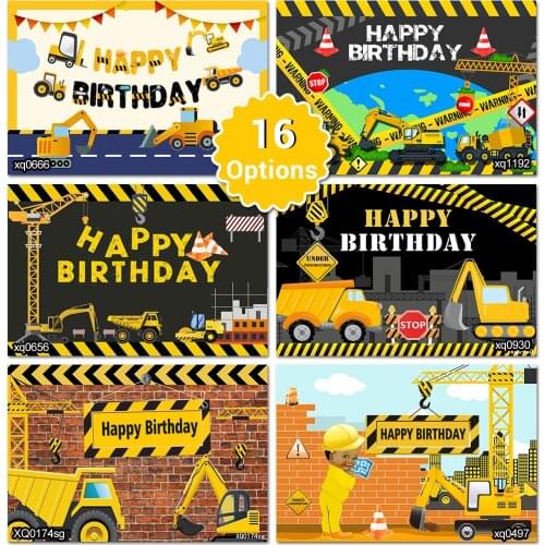 LEVOO Photography Background Construction Excavator Truck Crane Boys Birthday Party Decorations Backdrop Photo Studio Photocall