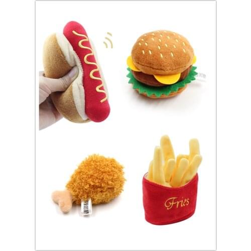 Sound Hamburger Chicken Fries Toy Simulational Combination Food Toy With Leg French Fries Pet Chew Interactive Funny Hot Dog Toy