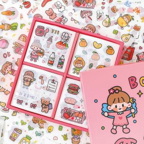100sheets pretty pink box Kawaii Decoration Stickers Cute Scrapbooking Notebook Diary Sticker Korea Stationery School Supplies