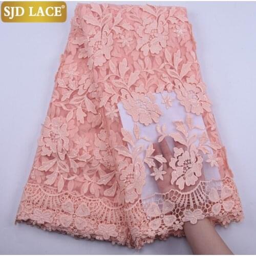 SJD LACE African Lace Fabric Sewing High Quality 3D Applique French Tulle Lace Fabric With Sequins Milk Silk Lace For PartyA1886