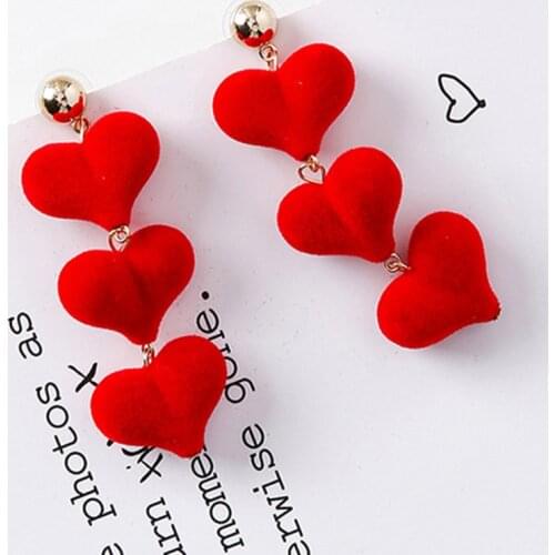 Fashion woman earrings 2018 Hairball Earrings Brincos Oorbellen Plush Fabrics Heart Long Statement Drop Earrings Women Jewely
