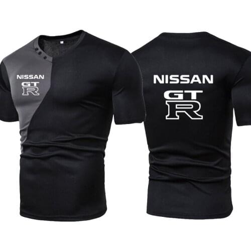 New high quality Stitching color Men T-shirt GTR car logo printing Summer Cotton Round neck Men short sleeve trend T-shirt