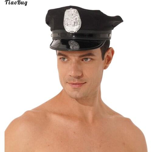 Men Police Captain Role Play Hat Halloween Cosplay Theme Party Costume Accessories Stage Performance Props Cap
