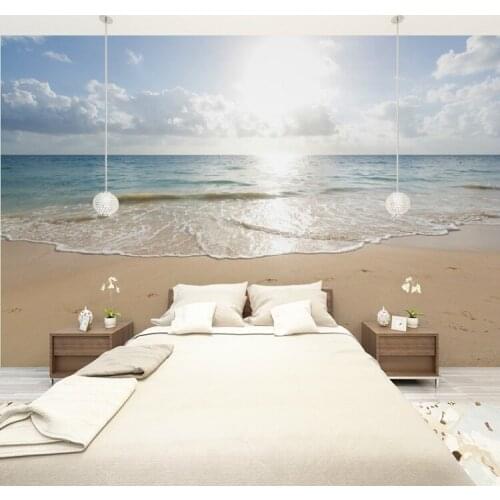 Custom Size 3D Photo Mural Wall Sticker Pretty Seawave Removable Wall Papers Self-adhesive Vinyl Art Home Decor