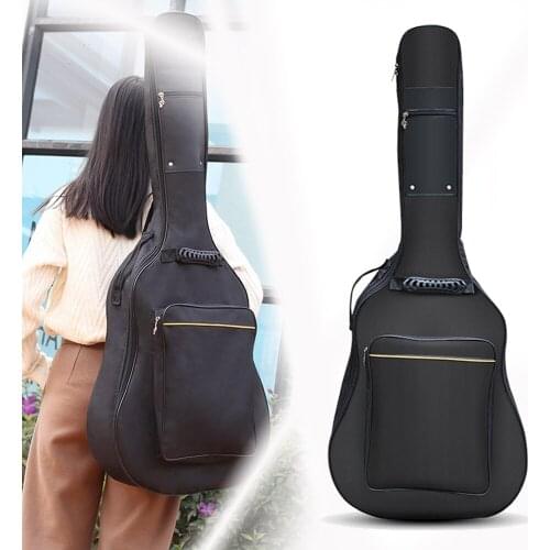 New 41 Inch Black Guitar Case Cover Gig Bag Double Straps Padded Cotton Soft Waterproof Backpack Carry Case Cover