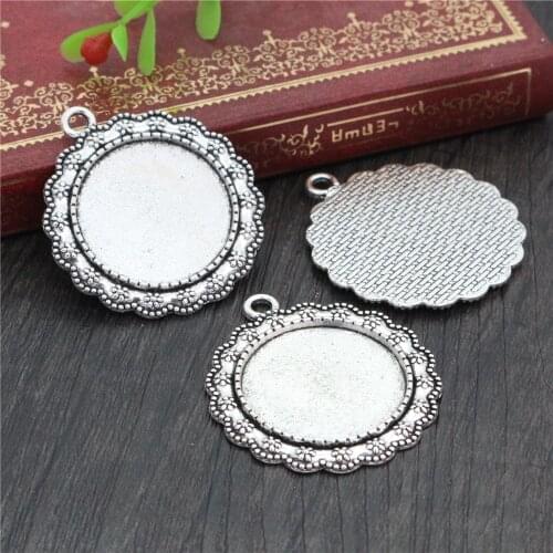 New Fashion 5pcs 25mm Inner Size Antique Silver Plated Cool Style Cabochon Base Setting Charms Pendant (A6-32)