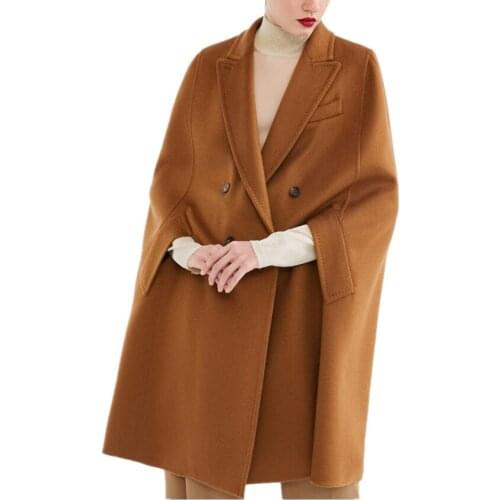 New arrival fashion shawel cloak woolen coat women double breasted winter long overcoat