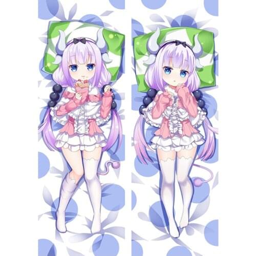 Newly Design Kobayashi Kanna Kamui Miss Kobayashis Dragon Maid Anime Pillowcase Peach Skin 150cmx50cm(59inx19.6in) Double Sided