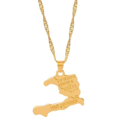 Haiti Map Necklace Fashion Collar Jewelry For Women Gold Color New Arrive Map Trendy Necklace Prty Charm Accessories