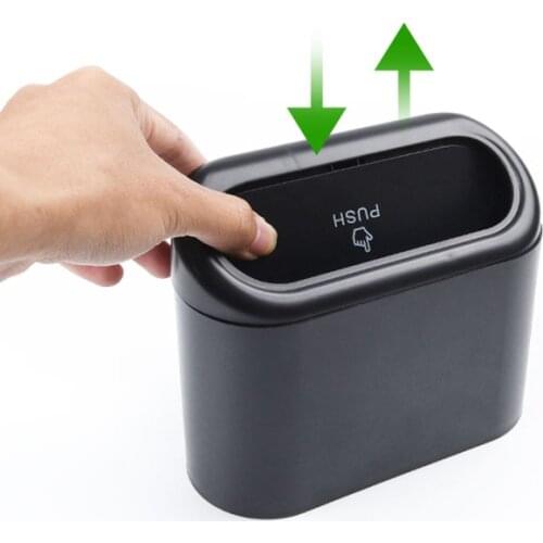 Car Trash Bin Hanging Vehicle Garbage Waterproof Case Storage Box Black Abs Square Pressing Type Trash Can Interior Accessories