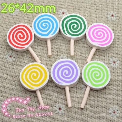 Kawaii Polymer clay candy lollipop mix color 50pcs/lot 26*42mm