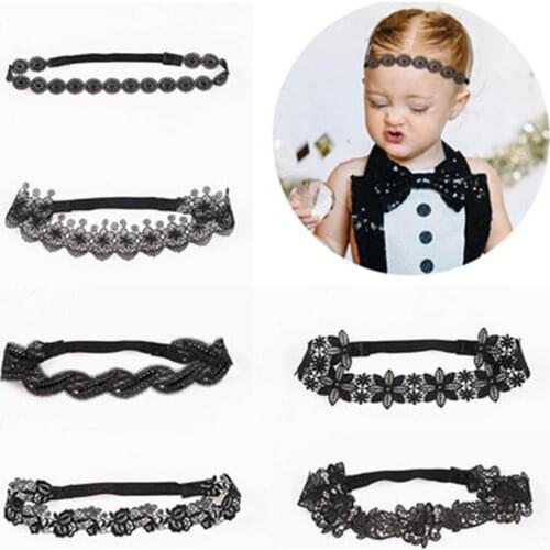 Black hollow lace headband Hand-embroidered flower headband Children Latin dance headwear Hair band Hair Accessories Wholesale