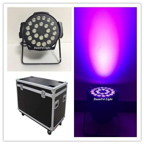 With 2 flight case 16pcs/lot Good Quality led stage par can 24x18w led par rgbwauv par led 64 stage lighting