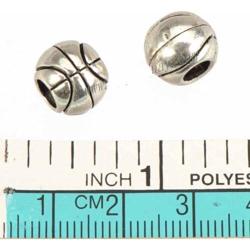 Ball Beads Bracelets European Charms Bead Sports basketball Large Hole DIY Antique Silver Metal Gift Jewelry Findings 10mm 20pcs