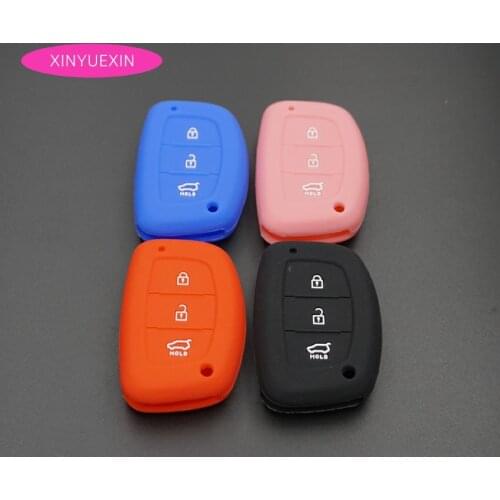 Xinyuexin For Hyundai TUCSON I40 IX35 I45 ELANTRA Rayna SONATA Silicone Car Key Cover FOB Case 3 Buttons Smart Key Car Styling