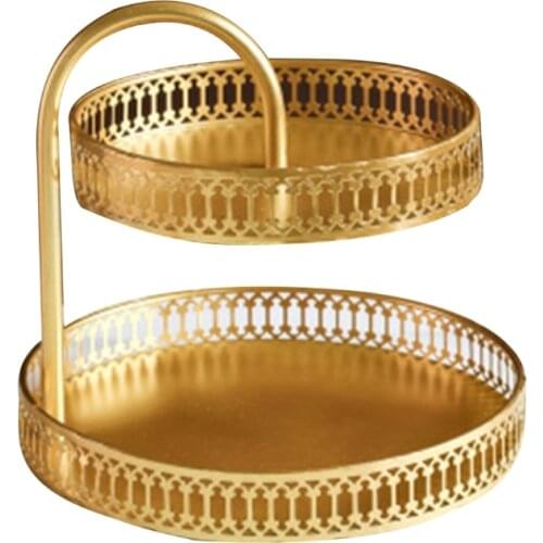 Nordic Double Layer Fruit Plate Cosmetics Storage Tray Jewelry Earrings Rack Holder Display Stand Organizer