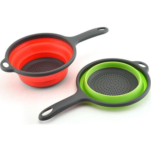 Foldable Fruit Vegetable Washing Basket Strainer Portabl Silicone Colander Collapsible Drainer With Handle Kitchen Tools