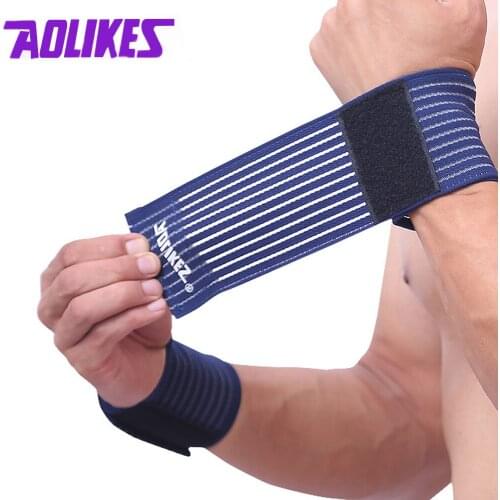 AOLIKES 1 Pair Sports Wristband Fitness Tennis Bracer Wristband Wrist Support Breathable Bandage Gym Sports Bracer Protect Wrist