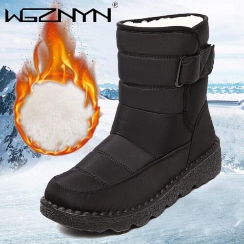 WGZNYN 2021 Winter Women Boots Waterproof Women Snow Boots Platform Keep Warm Ankle Boots With Thick Fur Heels Botas Mujer 36-43