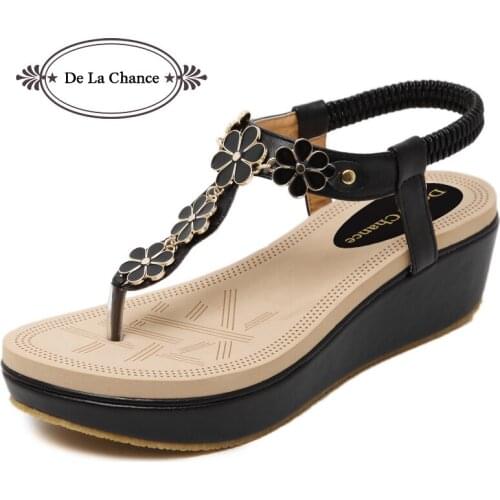 De La Chance 2018 Summer NEW Flower Women Sandals Shoes Fashion Wedge Bottom Flatform Shoes Casual Wedges Sandals Women Shoes