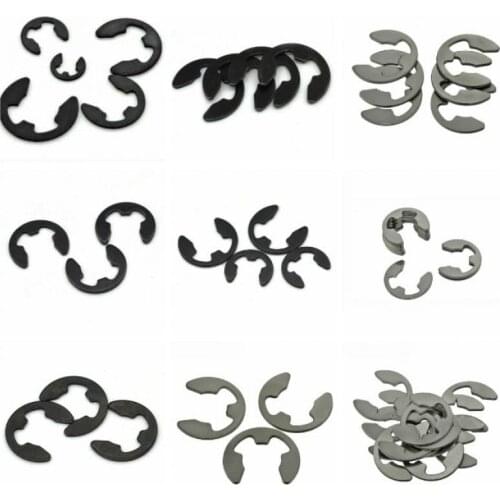 1.2/1.5/2/2.5/3/3.5/4/5/6/7/8/9/10/12mm 304 Stainless Steel/Black Carbon Steel E Clip Circlip Retaining Ring Washer 50 pcs/bag