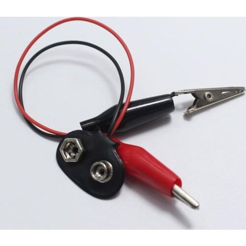 1pcs Experimental 9V Battery Snap Power Cable Testing Line Adapter battery clasp to Alligator Clip Connector 15cm