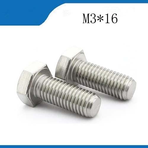 100pcs/lot M3*16 04 stainless Hex Socket Head Cap Screw DIN933 Hexagon Metric Threaded Bolt Fastener Hardware m3 bolts,m3 nails
