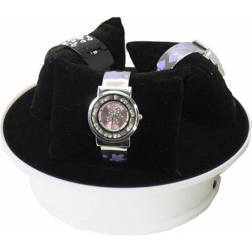 2pieces/lot 20cm White Base Black Velvet Top Motorized 360 Degree Electric Rotating Display Stand Rotary table