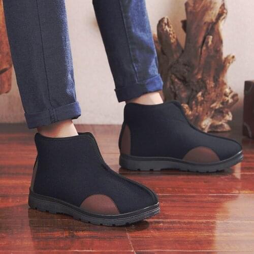 2019 New Mens Winter Warm casual Cotton Shoes Light Non-slip Father High-top Boots Woolen Old Cotton Shoes Men