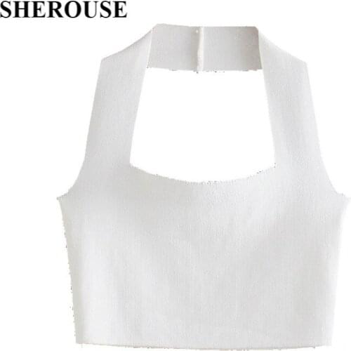 2021 Summer Crop Top Women Solid Halter Tops Chic Lady Fashion Sexy Women Tops
