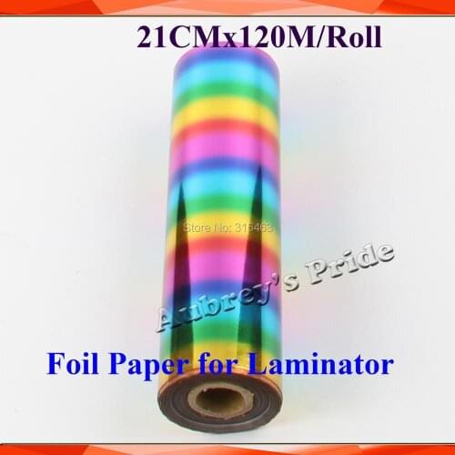 21cmx120M/Roll Rainbow Hot Stamping Foil Paper Laminator Laminating Transfere on Elegance Laser Printer Craft Paper