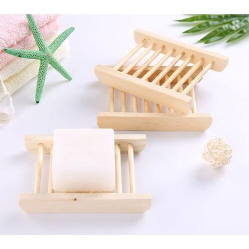 5PCS Portable Wood Soap Dish Eco-friendly Drain Soap Holder Bathroom Storage Accessories Non Slip Soap Bamboo Stand